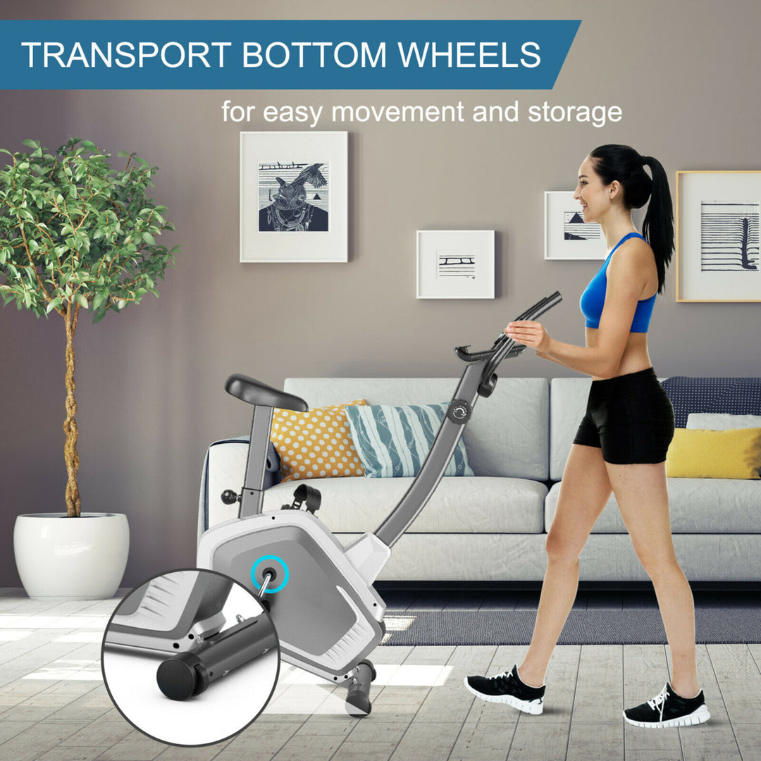 Magnetic Upright Exercise Bike Cycling Bike W/Pulse Sensor 8-Level Fitness Image 7