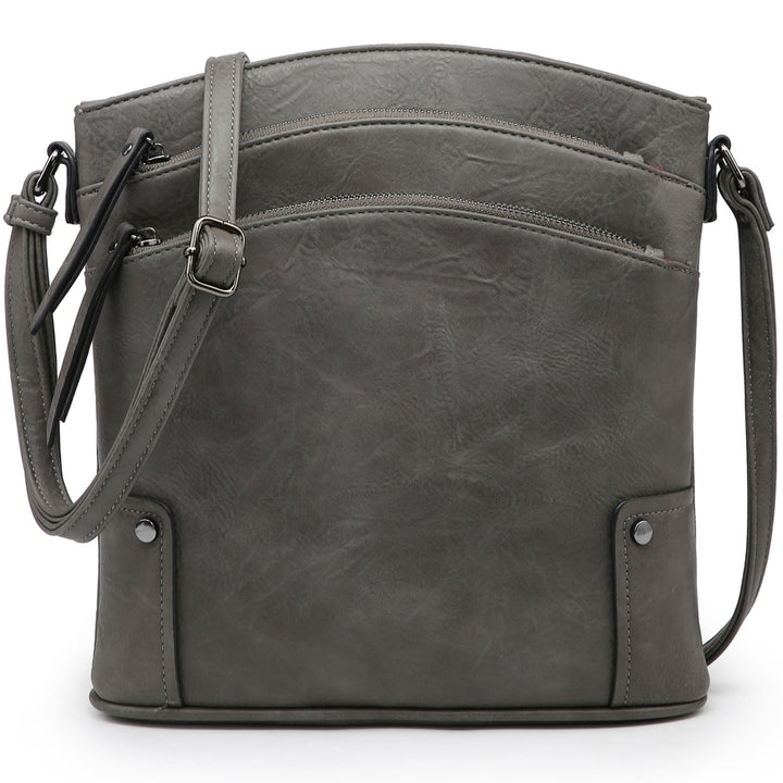 Women Large Crossbody Bags Triple Zip Pocket Handbags Cross Body Purses Image 4