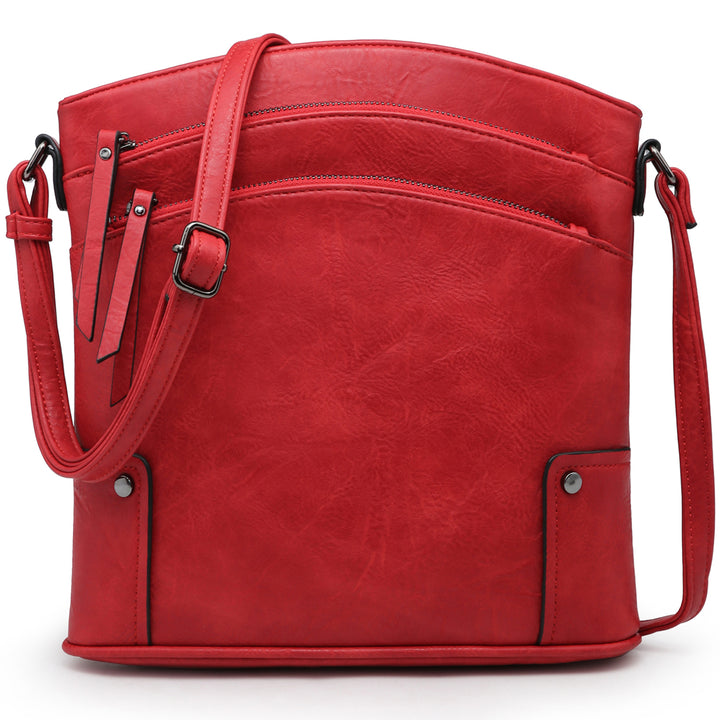 Women Large Crossbody Bags Triple Zip Pocket Handbags Cross Body Purses Image 6
