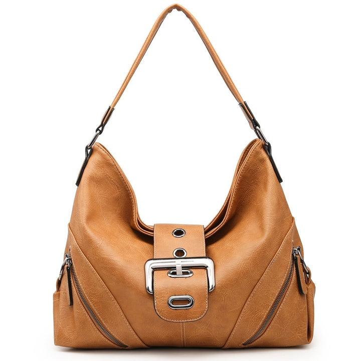 Hobo Handbags for Women Large Satchel Tote Ladies Shoulder Bag Buckle Roomy Purses PU Leather Image 4