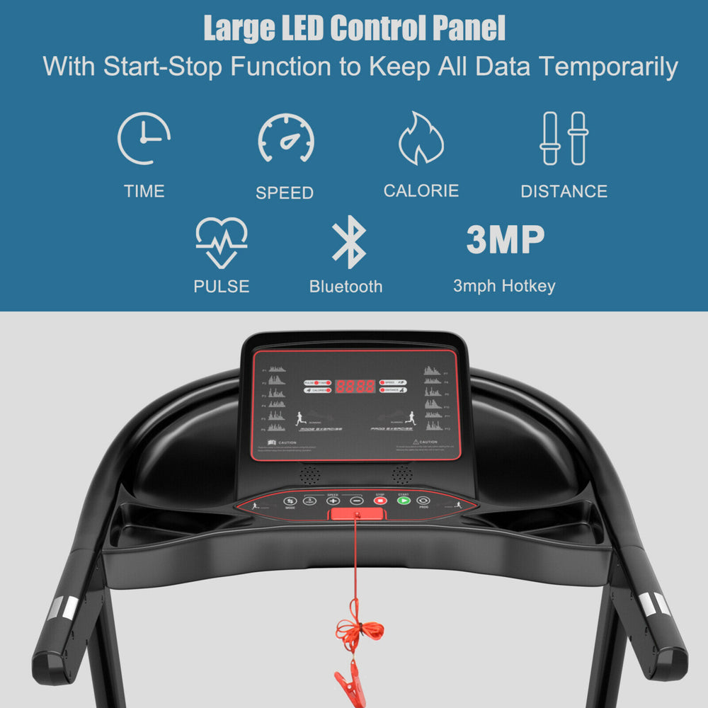 2.25HP Electric Folding Treadmill W/HD LED Display APP Control Speaker Image 2