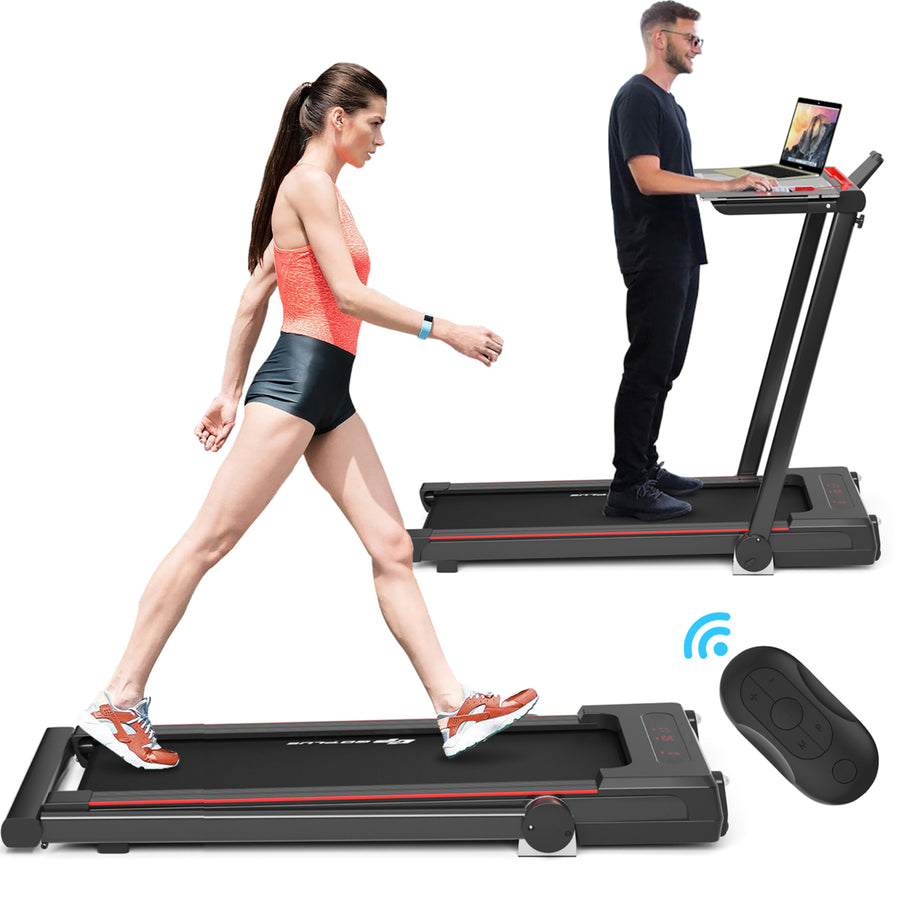 2.25HP 3-in-1 Folding Treadmill W/Table Speaker Remote Control Home Office Black Image 1