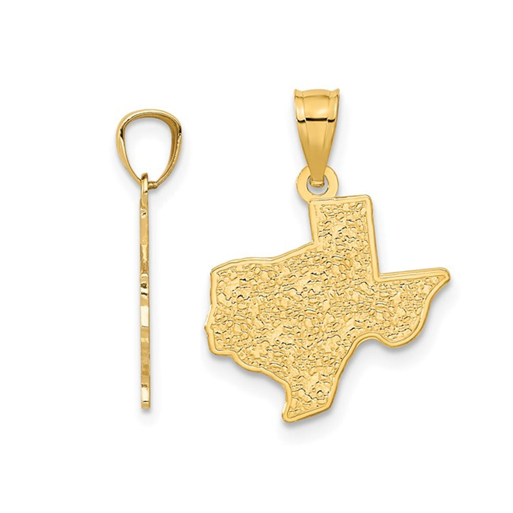 14K Yellow Gold State of Texas Pendant Necklace with Chain Image 2