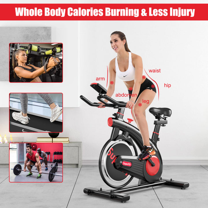 Indoor Cycling Bike Workout Stationary Exercise Bicycle Belt Dive Bike Image 8