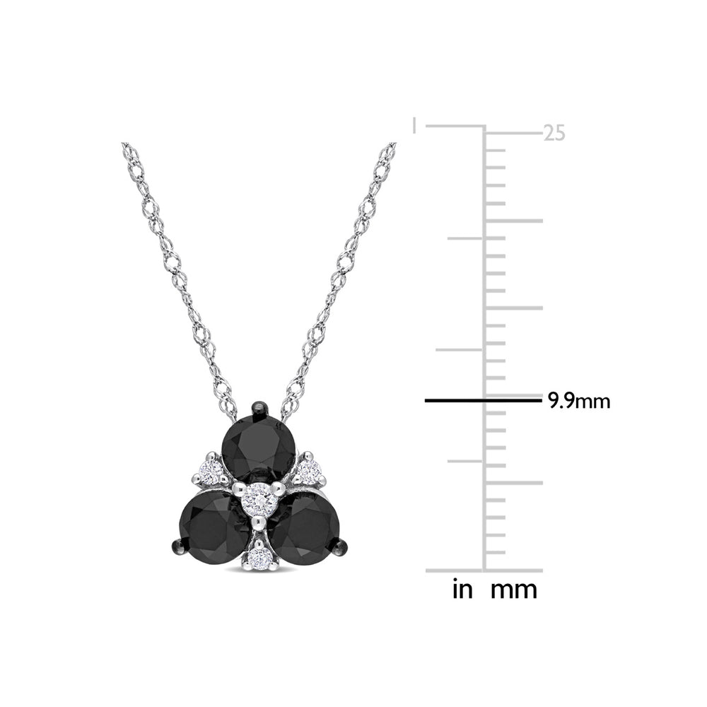 1.50 Carat (ctw) Black and White Diamond Pendant Necklace in10K White Gold with Chain Image 2