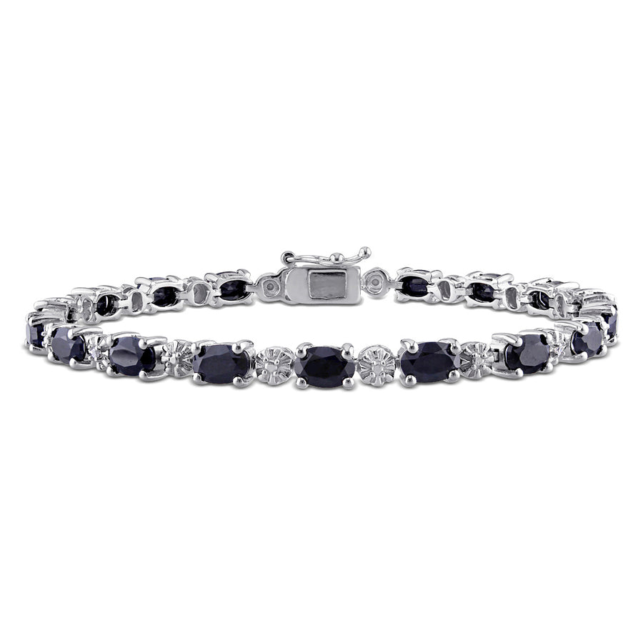 11.15 Carat (ctw) Black Sapphire Bracelet in Sterling Silver (7.25 Inches) Image 1