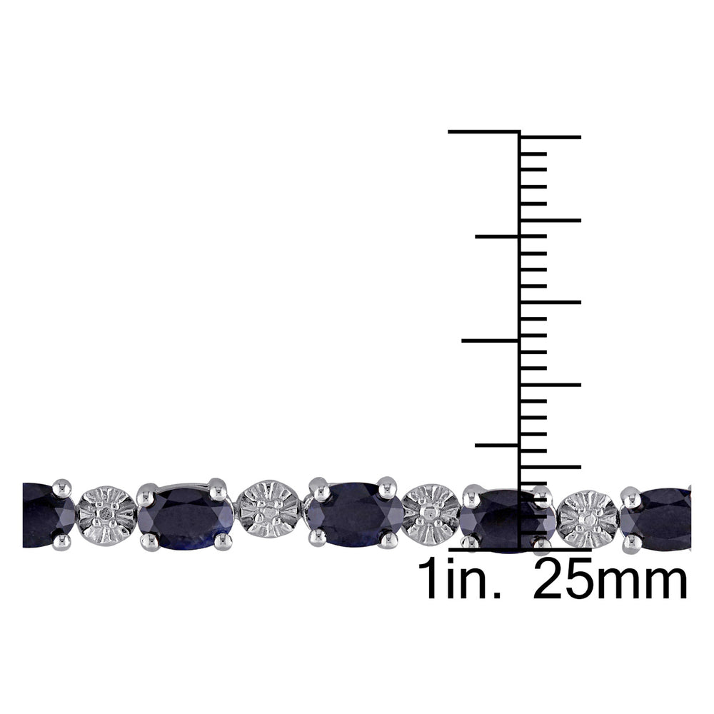 11.15 Carat (ctw) Black Sapphire Bracelet in Sterling Silver (7.25 Inches) Image 2