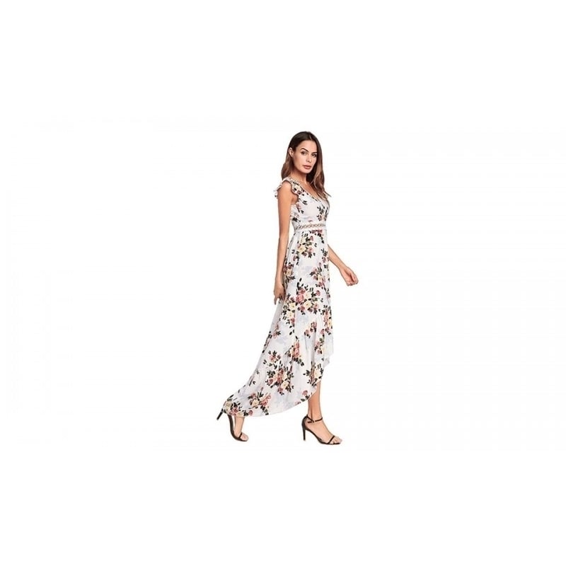 EI Contente Jacobella High-Low Floral Dress - White L (FS-XL) Image 1