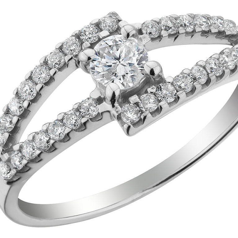 Diamond Engagement Ring 1/2 Carat (ctw I2-I3J-K) in 14K White Gold Image 1