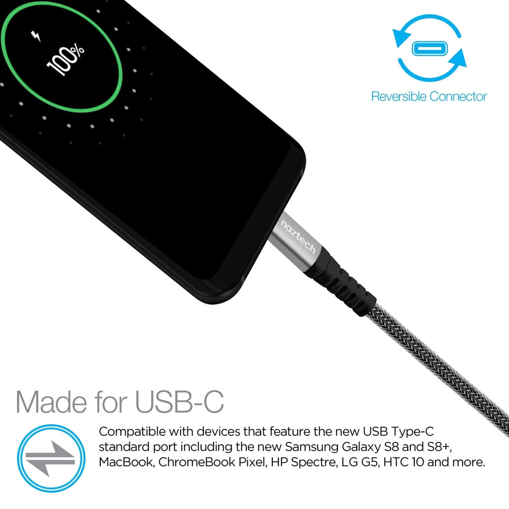 Naztech USB-C to USB-C 2.0 Charge and Sync Cable 4ft Braided (13852-HYP) Image 2