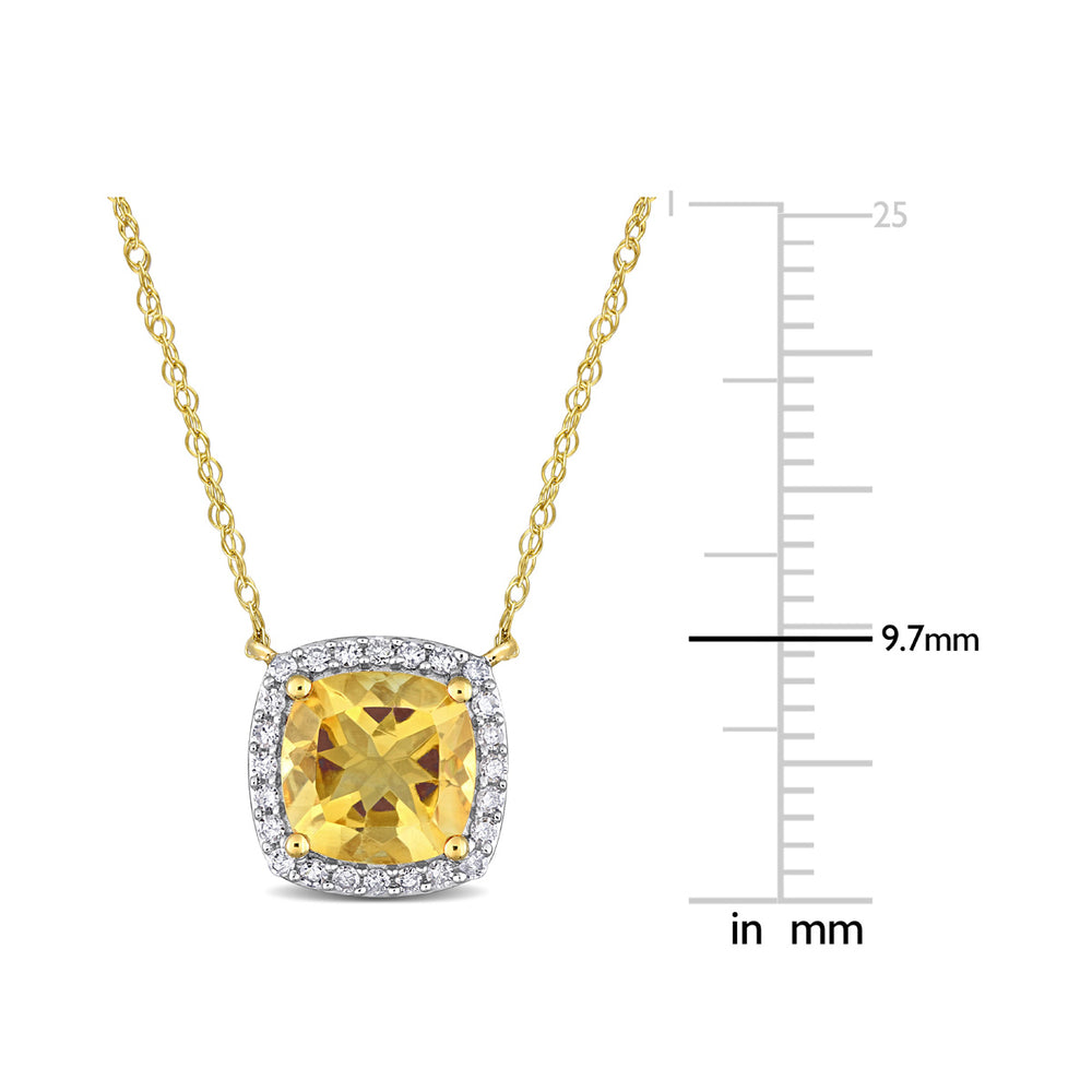 1 1/3 Carat (ctw) Citrine Pendant Necklace in 10K Yellow Gold with Chain and Diamonds Image 2