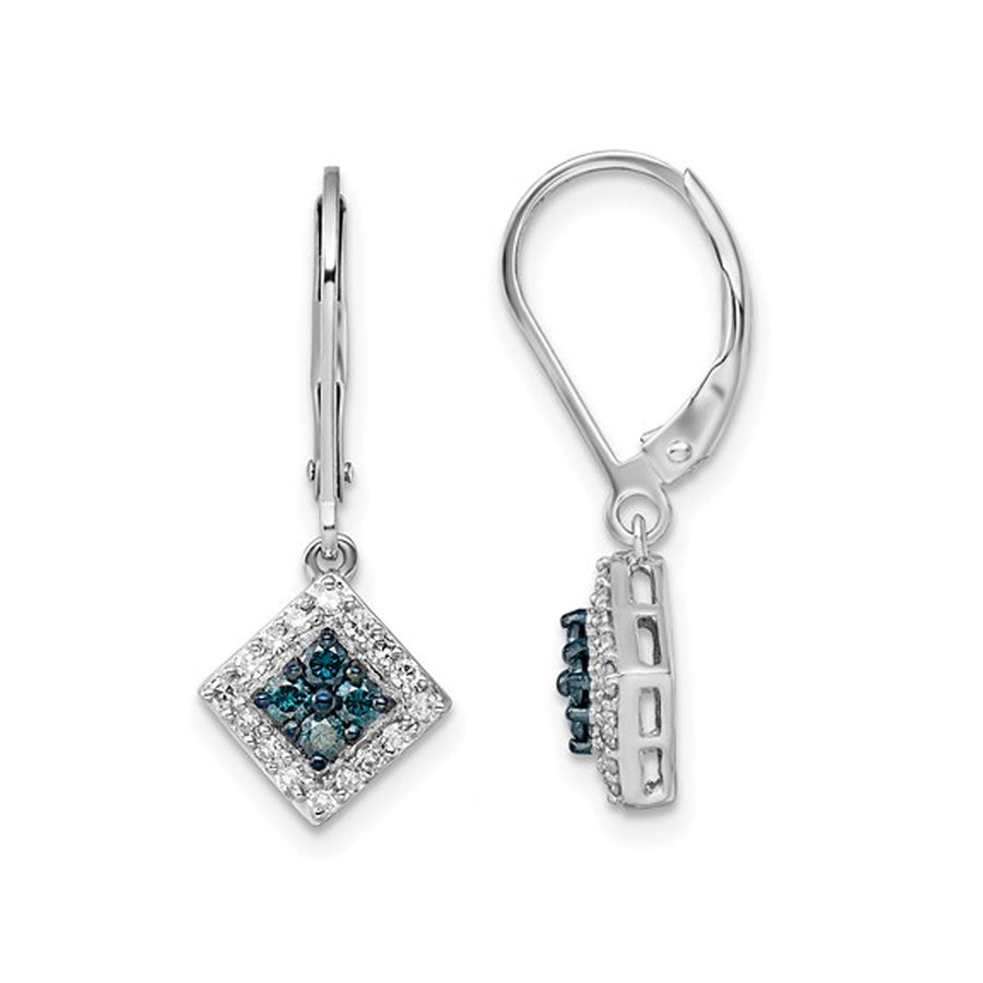 1/2 Carat (ctw) Enhanced Blue and White Diamond Dangle Earrings in Sterling Silver Image 1