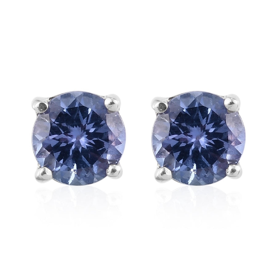 18K White Gold Filled Round Crystal Blue Stud Earrings Image 1