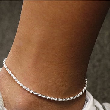 Italian Silver Plated Rope Anklet Image 1