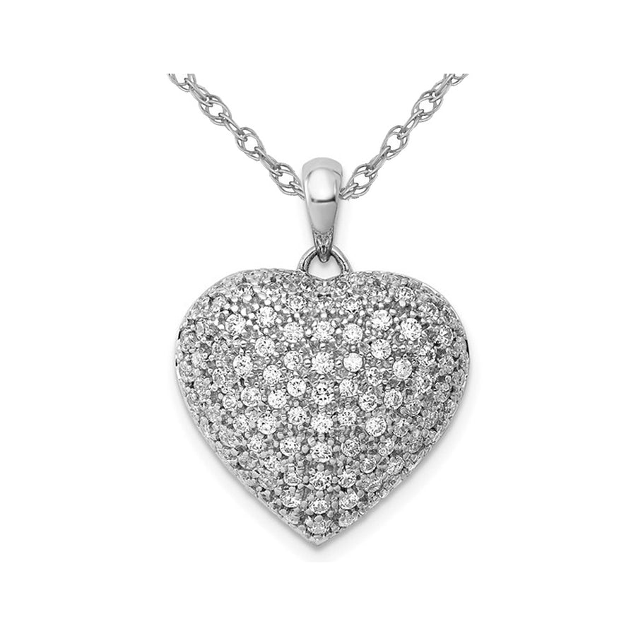 1.00 Carat (ctw) Diamond Heart Pendant Necklace in 14K White Gold with Chain Image 1
