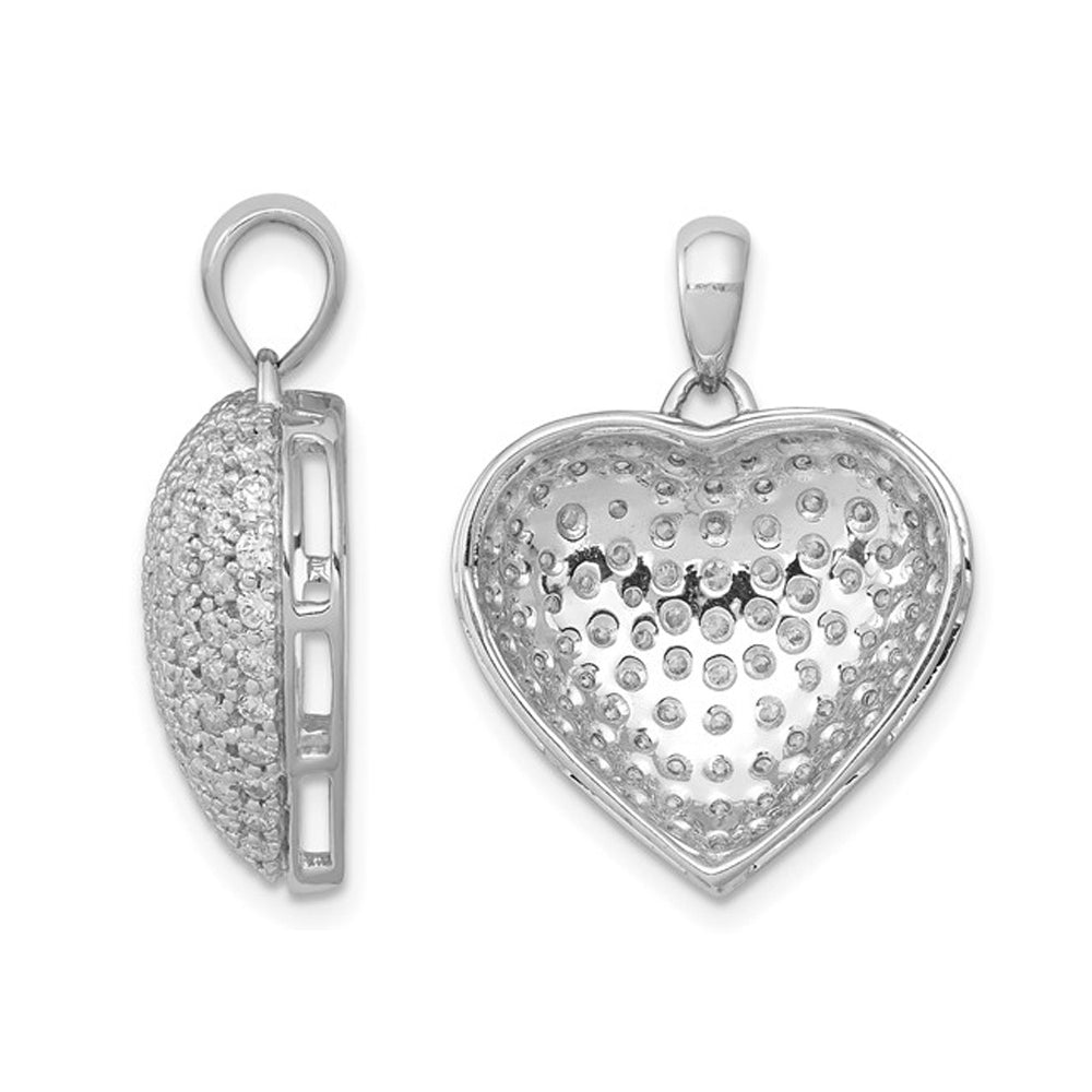 1.00 Carat (ctw) Diamond Heart Pendant Necklace in 14K White Gold with Chain Image 2