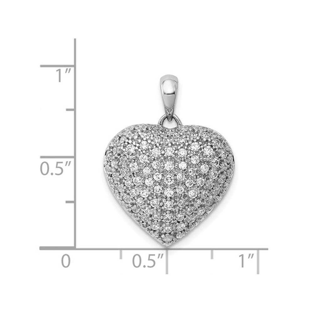 1.00 Carat (ctw) Diamond Heart Pendant Necklace in 14K White Gold with Chain Image 3