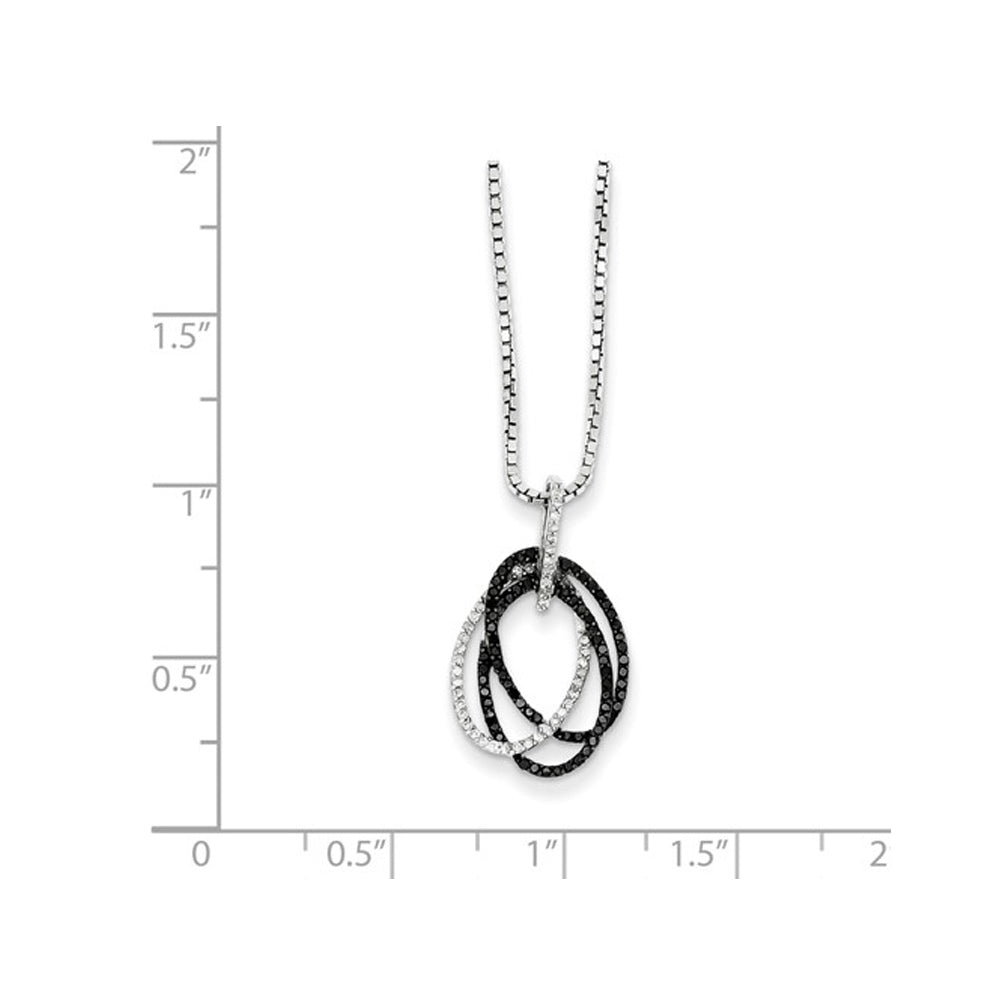 1/8 Carat (ctw) Black and White Diamond Circle Pendant Necklace in Sterling Silver with Chain Image 2