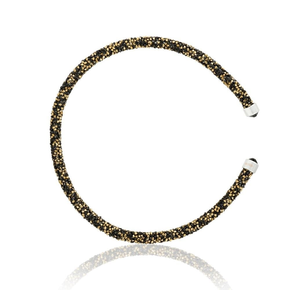 Matashi Black and Gold Glittery Luxurious Crystal Bangle Bracelet Image 2