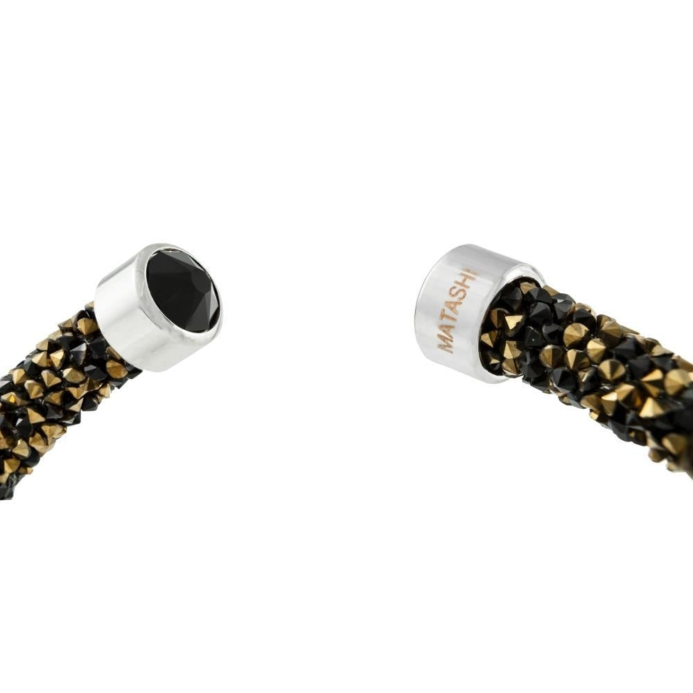 Matashi Black and Gold Glittery Luxurious Crystal Bangle Bracelet Image 3
