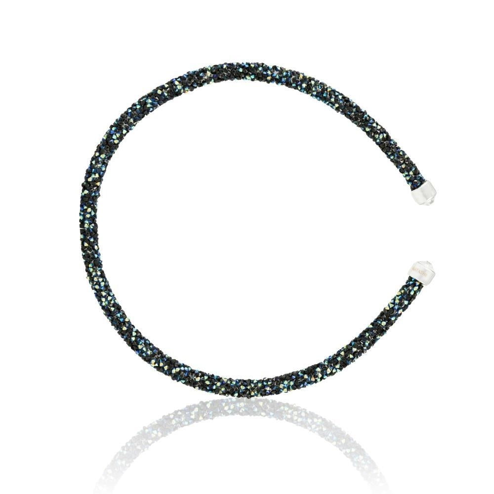 Matashi Blue and Black Glittery Luxurious Crystal Bangle Bracelet Image 2