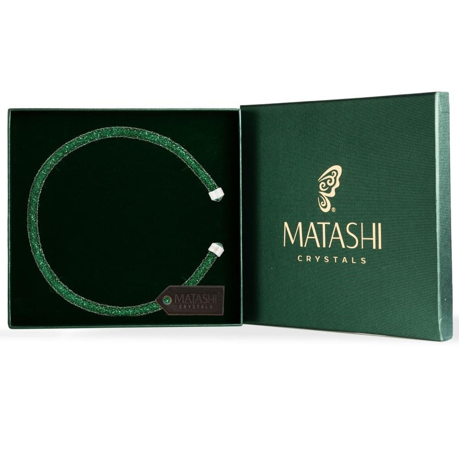Matashi Green Glittery Luxurious Crystal Bangle Bracelet Image 1