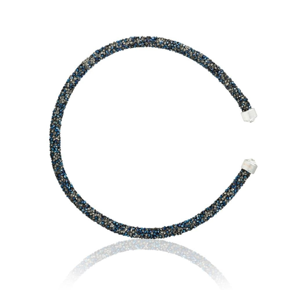 Matashi Metallic Blue Glittery Luxurious Crystal Bangle Bracelet Image 2