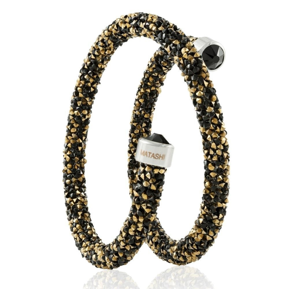 Matashi Krysta Black and Gold Wrap Around Luxurious Crystal Bracelet Image 2