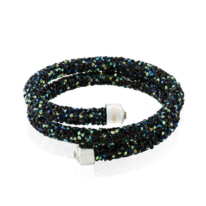 Mataski Krysta Blue and Black Wrap Around Luxurious Crystal Bracelet Image 3