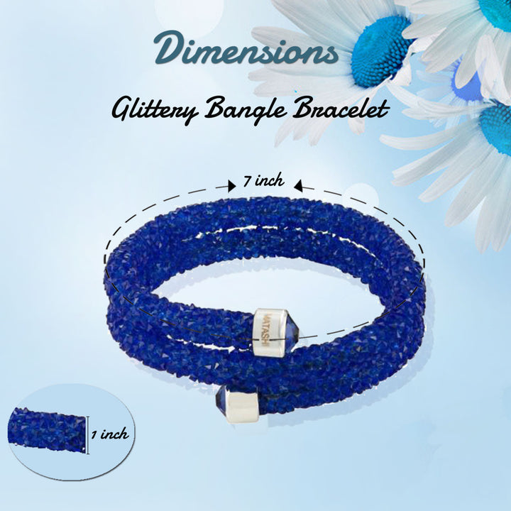 Matashi Blue Glittery Wrap Around Luxurious Crystal Bracelet Image 6