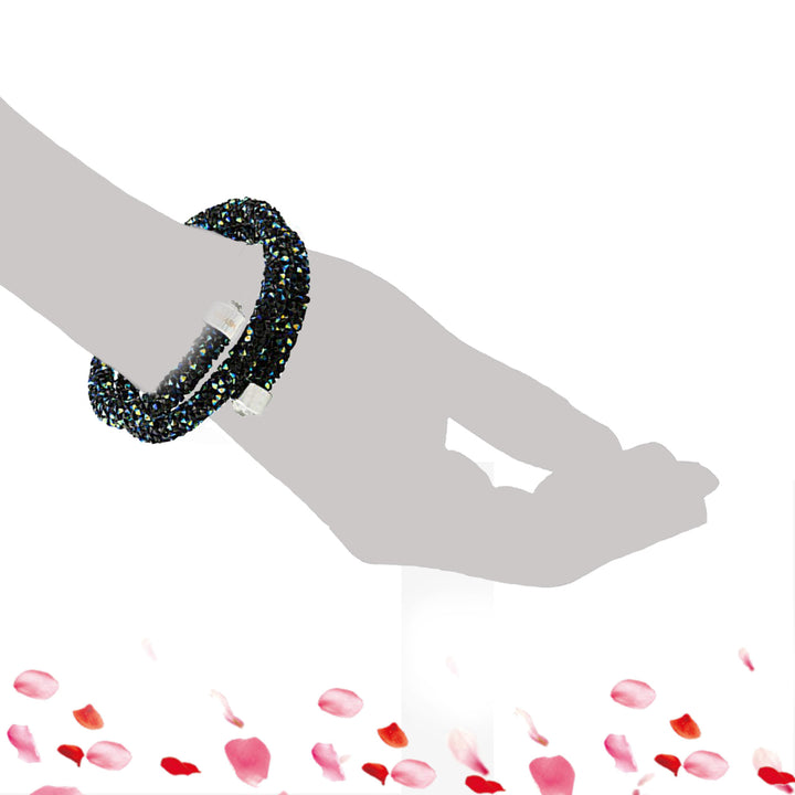 Mataski Krysta Blue and Black Wrap Around Luxurious Crystal Bracelet Image 7