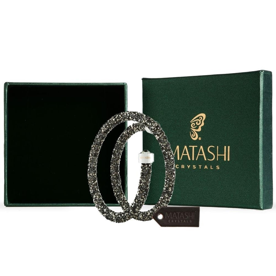 Matashi Krysta Charcoal Wrap Around Luxurious Crystal Bracelet Image 1
