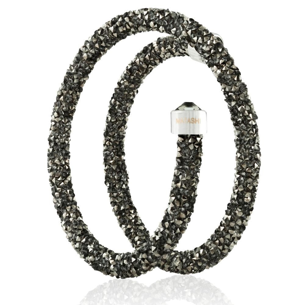 Matashi Krysta Charcoal Wrap Around Luxurious Crystal Bracelet Image 2