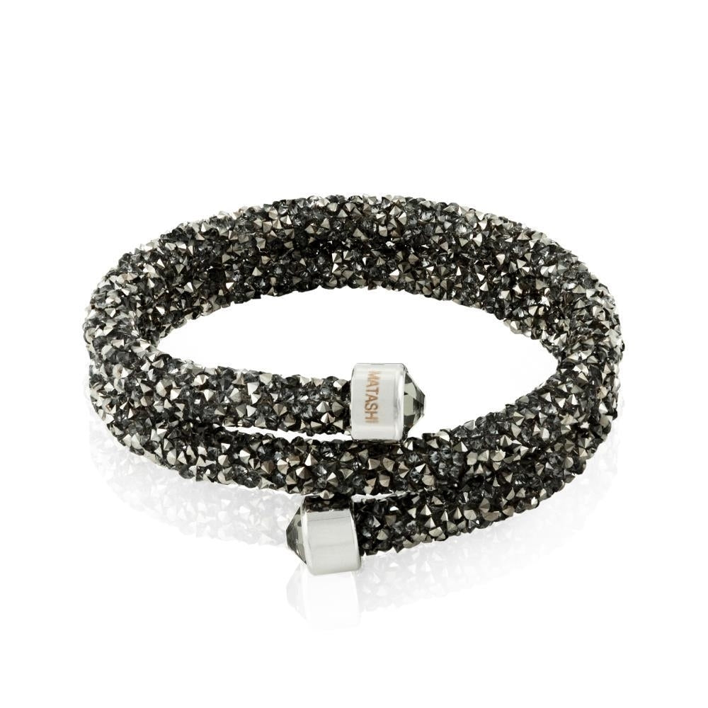 Matashi Krysta Charcoal Wrap Around Luxurious Crystal Bracelet Image 3