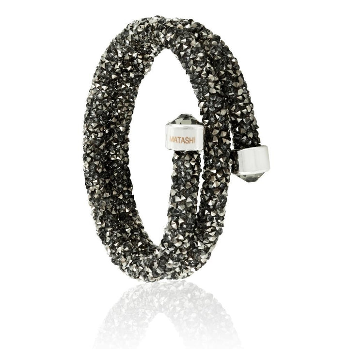 Matashi Krysta Charcoal Wrap Around Luxurious Crystal Bracelet Image 4