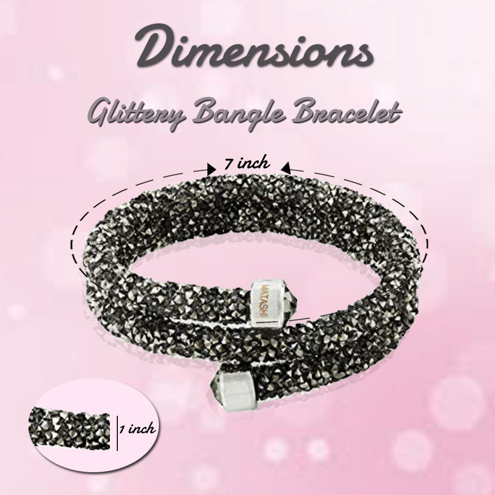 Matashi Krysta Charcoal Wrap Around Luxurious Crystal Bracelet Image 6