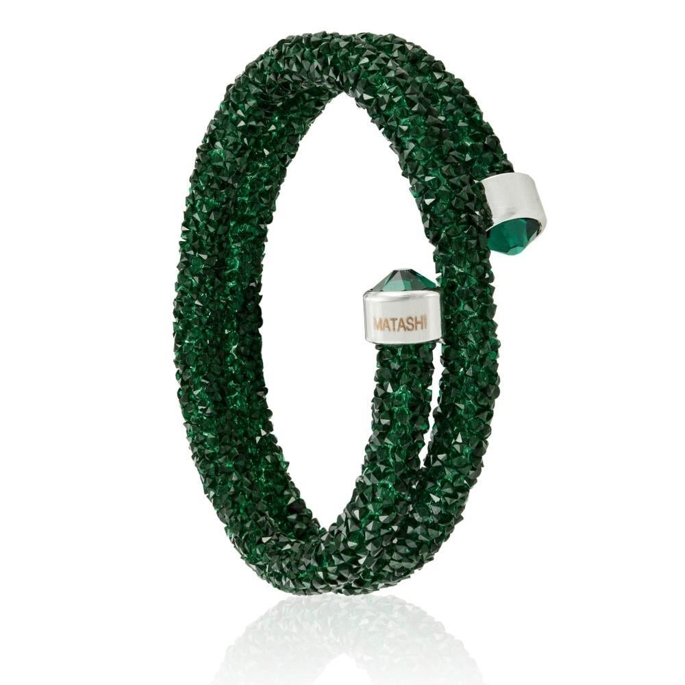 Matashi Green Glittery Wrap Around Luxurious Crystal Bracelet Image 4
