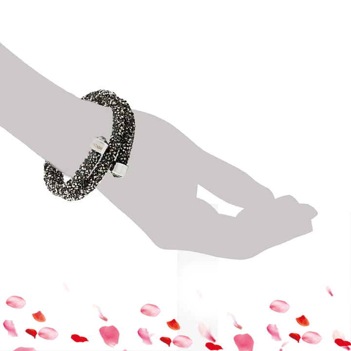 Matashi Krysta Charcoal Wrap Around Luxurious Crystal Bracelet Image 7