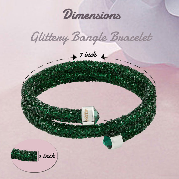 Matashi Green Glittery Wrap Around Luxurious Crystal Bracelet Image 6