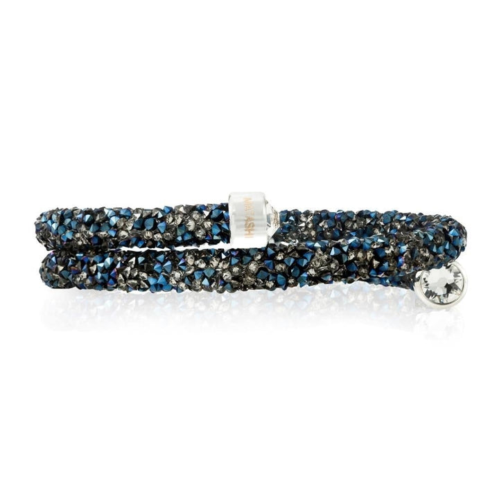 Matashi Metallic Blue Glittery Wrap Around Luxurious Crystal Bracelet Image 4