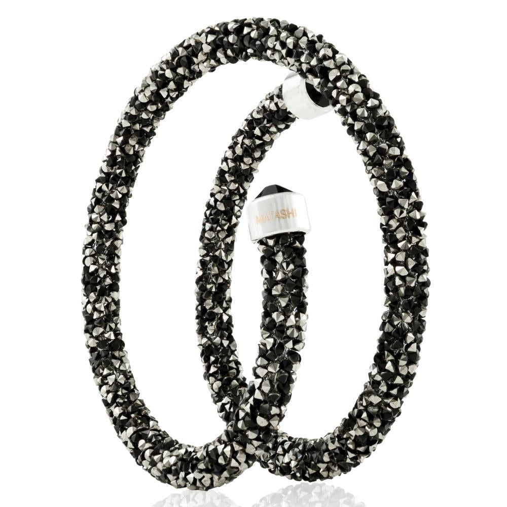 Matashi Ore Black Glittery Wrap Around Luxurious Crystal Bracelet Image 2