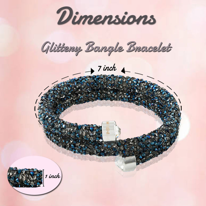 Matashi Metallic Blue Glittery Wrap Around Luxurious Crystal Bracelet Image 6