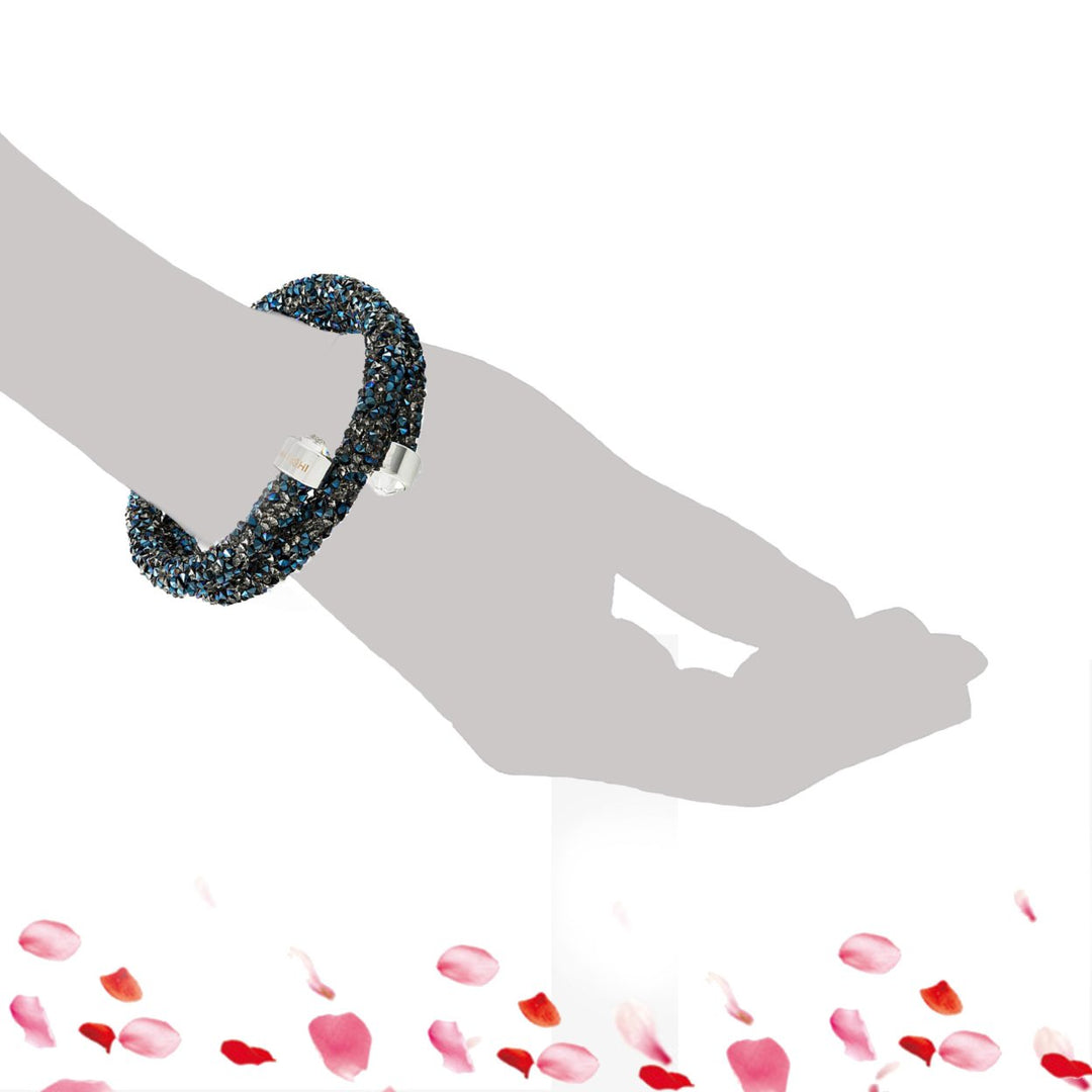 Matashi Metallic Blue Glittery Wrap Around Luxurious Crystal Bracelet Image 7