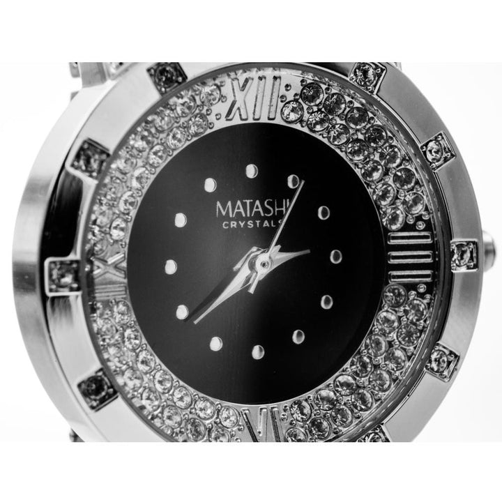 Matashi 18K White Gold Plated Womans Luxury Watch w Adjustable Link Band and Encrusted w 60 Crystals Womens Jewelry Gift Image 4