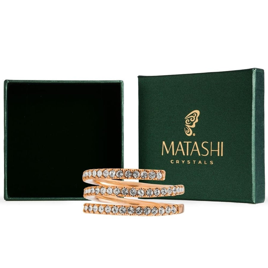 Matashi 18k Rose Gold Plated Luxury Coiled Ring Designed with Sparkling Crystals  Size 5 Image 1