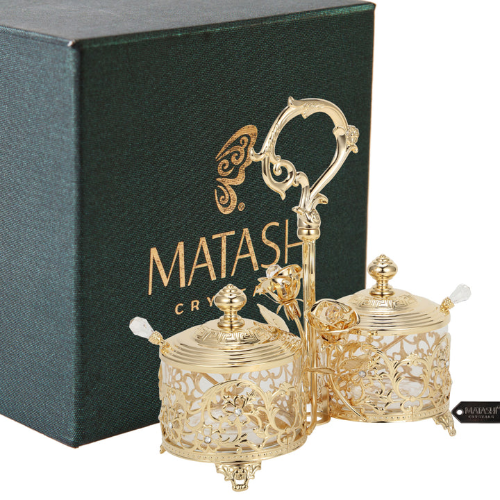 Matashi 24K Gold Plated Crystal Studded Candy Dish / Salt Holder Gift for Christmas Weddings  Wife Image 8