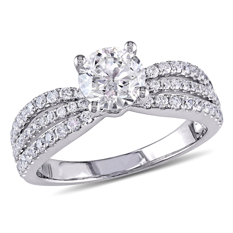 1.60 Carat (ctw H-II1-I2) Diamond Engagement Ring in 14K White Gold Image 1