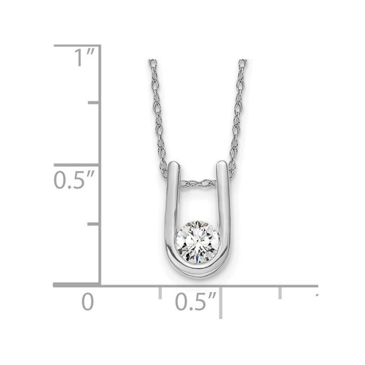 1/3 Carat (ctw H-II1-I2) Lab-Grown Diamond Solitaire U-Shape Pendant Necklace in 14K White Gold with Chain Image 3