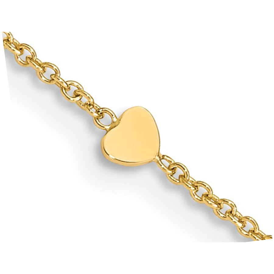 14K Yellow Gold Polished Hearts Anklet (10 Inches) Image 1