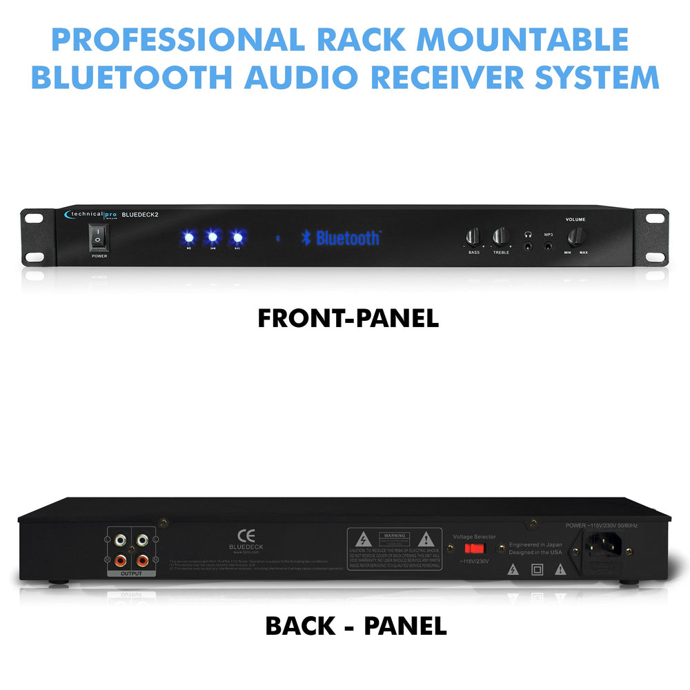Technical Pro Professional Rack Mountable Bluetooth Audio Receiver SystemDigital LCD DisplayRemote ControlHeadphone Image 2